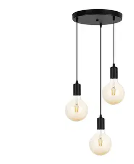 Svietidlá  Luster na lanku MIROS 3xE27/60W/230V guľatý čierna 0058