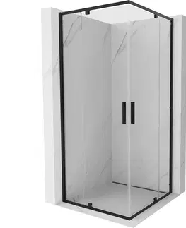 Sprchovacie kúty MEXEN/S - Exo štvorcový krídlový sprchovací kút 70 x 70, transparent, čierna 8110-070-070-70-00