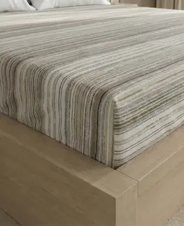 Plachty Kvalitex Bavlnené napínacie prestieradlo sprúžkami, šedo-béžové, 90 x 200 cm, 90 x 200 cm