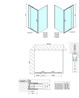 Sprchové dvere POLYSAN - EASY obdĺžniková/štvorcová sprchová zástena pivot dvere 800-900x900 L/P v EL1615EL3315