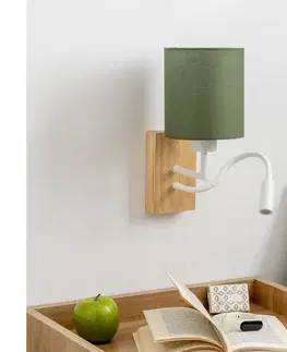 Svietidlá BRILAGI - LED Nástenná lampa NUBILA WOOD 1xE27/25W/230V + LED/3W dub/zelená BG1565+BG1576