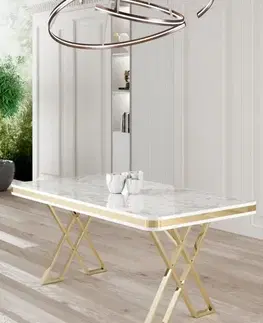 Jedálenské stoly Jedálenský stôl Vals - White Marble, Gold