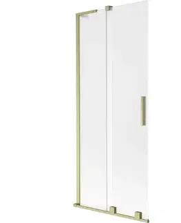 Sprchové dvere MEXEN/S - Velar L dvojkrídlová posuvná vaňová zástena 80 x 150, dekor, zlatá kartáčovaná 896-080-003-31-55