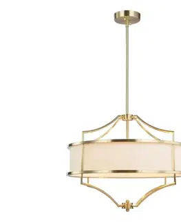 Svietidlá Open Design OR80933 - Luster na tyči STESSO 4xE27/15W/230V pr. 55 cm mosadz/biela OR80933