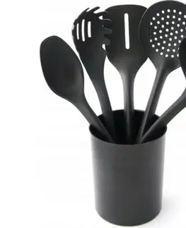 Grilovacie náradie Kinekus Náradie kuchynské 5ks + podstavec, plast, čierna