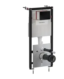 Záchody OMNIRES - Set: STRONGFRAME podomietkový rám + STEEL-R45 splachovacie tlačidlo, čierny polomat STFWC1R45-RBL