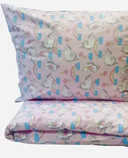 Detské obliečky Obliečky bavlnené Jednorožec ružový TiaHome - Detský set 130x90cm + 65x45cm