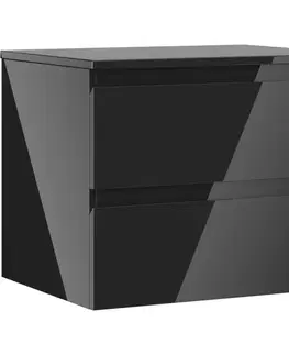 Kúpeľňový nábytok MEXEN/S - Orio kúpeľňová skrinka pod umývadlo 60 cm s doskou, 2 zásuvky, čierna lesk 91A10-06047-2-BFFC70