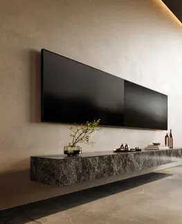 Televízne stolíky DELIFE TV stolík Cuor 250 cm keramika emperador extra leštená tmavohnedá 1 výklopné dvierka 1 zásuvka závesné