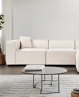 Sedacie súpravy Rohová sedacia súprava / Rohová pohovka Lora (L1-O1-1R-POUFFE ) - Light Brown