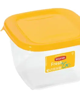 Dekorácie a bytové doplnky Štvorcová nádoba na potraviny. Fresh&Go 182243 žltá/trans