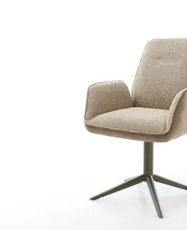 Jedálenské stoličky DELIFE Otočná jedálenská stolička Zoa-Flex zmiešané materiály tmavobéžová podstava efektová titánová farba 360° otočná hojdacia funkcia vrecková pružina