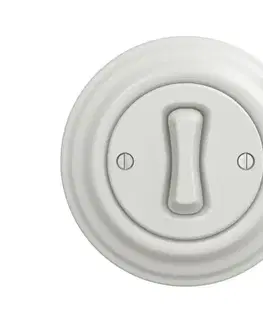 Predlžovacie káble lap - Retro jednopólový vypínač s rámčekom č. 1 keramická biela KA0007+KA0001