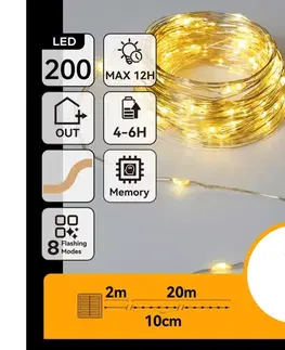 LED osvetlenie  B.V.  - LED solárny reťaz 200xLED/8 funkcií 22m IP65 teplá biela 800 mAh B10201ACSK