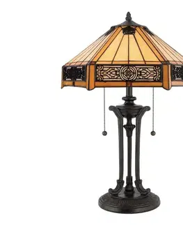 Lampy Elstead QZ-INDUS-TL - Stolová lampa INDUS 2xE27/60W/230V jantárové sklo QZ-INDUS-TL