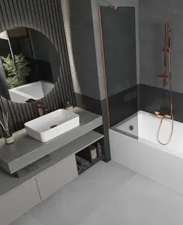 Sprchové dvere MEXEN/S - Next vaňová zástena FIX 50 x 150, grafit, meď kartáčovaná 895-050-000-00-40-65