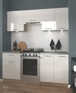 Modulový kuchynský nábytok Kuchynská Marija 200 zb 28mm biely lesk mdf/kor sonoma
