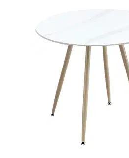 Záhradné stoly ROUND záhradný stôl 80 cm, biela/béžová