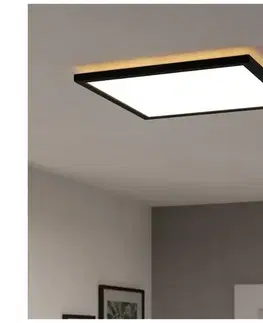 Svietidlá Eglo 901443-LED Kúpeľňové stropné svietidlo ROVITO 17,6W/230V 39x39cm IP44 čierna 901443