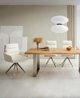 Jedálenské stoly DELIFE Jedálenský stôl Edge 180x90 XL akácia prírodná nerezová oceľ úzky Live-Edge