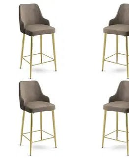 Barové stoličky Bar Stool Set (4 Pieces) Enox - Cappuccino, Gold