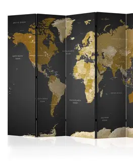 Paravány Paraván World map on dark background Dekorhome