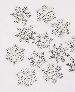 Vianočné ozdoby a dekorácie Kinekus Dekorácia vločka 4,5x0,3x4,5cm, mix sada 12ks, drevo, biela