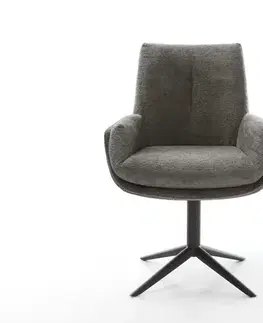 Jedálenské stoličky DELIFE Jedálenská stolička Clea-Flex bouclé mäkký tmavobéžová podstava krížová čierna otočný 360° hojdacia funkcia