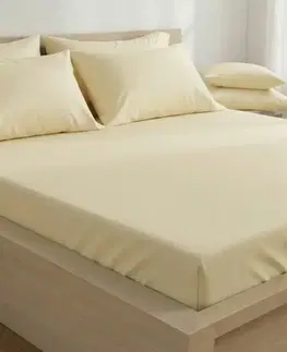 Plachty Kvalitex Saténové prestieradlo s gumou smotanová, 120 x 200 cm