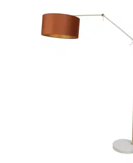 Stojace lampy Stojacia lampa zlatá nastaviteľná s oranžovým tienidlom a zlatým interiérom 50cm - Editor
