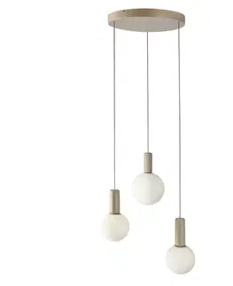 Stropná svetla Lampa wisząca Testa beżowa potrójna białe klosze kule nad stół