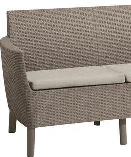 Lavice z umelého ratanu KETER Pohovka SALOMON 3 seater sofa | cappuccino