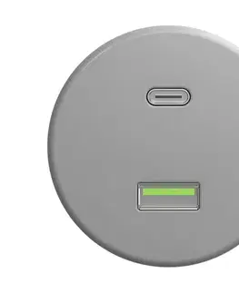 Predlžovacie káble Reblig - Retro USB zásuvka A+C bez rámčeka, sivá S/USB