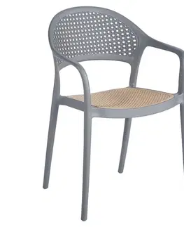 Záhradné stoličky a kreslá KONDELA Ladis záhradná stolička sivá / béžová
