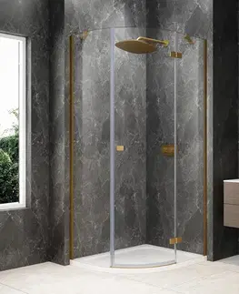 Sprchové dvere POLYSAN - GLOBE GOLD MATT štvrťkruhová sprchová zástena 900x800, číre sklo, pravé GB2980RG