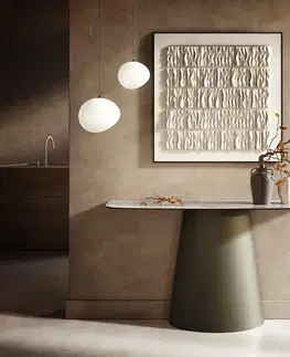 Konzolové stolíky DELIFE Konzolový stolík Edge zaoblený 140×40 cm keramika onyx perla Conos kov titánová farba