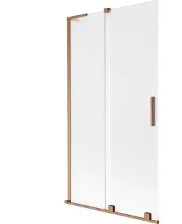 Sprchové dvere MEXEN/S - Velar L dvojkrídlová posuvná vaňová zástena 100 x 150, dekor, meď kartáčovaná 896-100-003-31-65