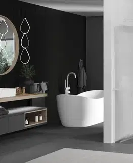 Sprchové dvere MEXEN/S - Kioto+ Sprchová zástena WALK-IN s poličkou a držiakom uterákov 70 x 200, prúžky, biela 800-070-121-20-09