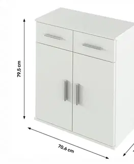 Komody KONDELA Resita Typ 2 dvojdverová komoda so zásuvkami biela