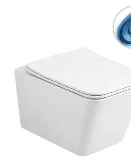 Záchody CERANO - WC závesné Forte, Vortex - vírové splachovanie + Slim/SoftClose sedátko - biela lesklá - 52x35 CER-680367