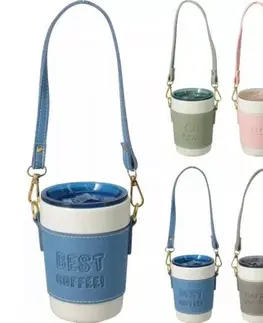 Hrnčeky a šálky Kinekus Pohár porcelánový s viečkom 420 ml, s pútkom, mix farieb