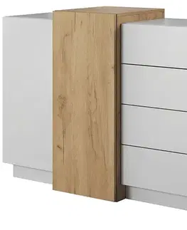 Komody KONDELA Trio 2D4S dvojdverová komoda so zásuvkami biela / dub craft zlatý