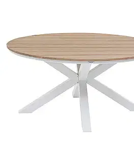 Stolčeky Hliníkový jedálenský stôl COLUMBIA ø 112 cm (biely)