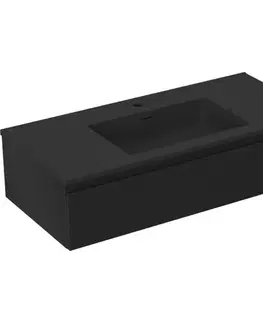 Kúpeľňový nábytok MEXEN/S - Orio kúpeľňová skrinka 100 cm s umývadlom Otis, 1 šuplík, čierna mat 91A10-10023-1-BF71-W18M71