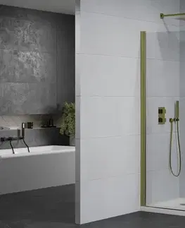 Vane MEXEN/S - Pretoria otváracia sprchovací kút 70x70, číre sklo, zlato + vanička 852-070-070-50-00-4010