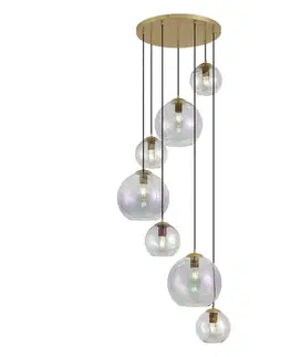 Závesné svietidlá Závesná lampa Art Deco zlatá s dúhovým sklom 7-Lights - Sandra