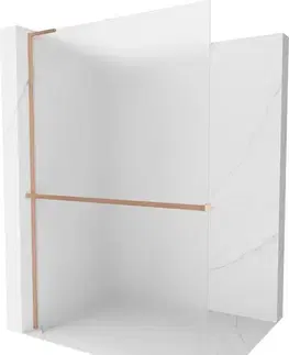 Sprchové dvere MEXEN/S - Kioto+ L Sprchová zástena WALK-IN s poličkou a držiakom uterákov 70 x 200, dekor, meď kartáčovaná 800-070-123-65-30