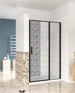 Sprchovacie kúty H K - Sprchové dvere BLACK SAFIR B5 90, jednokrídlové s pevnou stenou 89-91 x 185 cm SE-BLACKSAFIRB590