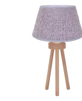 Lampy  - Stolná lampa BOUCLE 1xE27/15W/230V pr. 28 cm šedá/drevo 601443