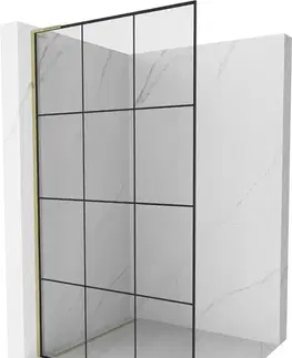 Sprchové dvere MEXEN/S - Kyoto L Sprchová zástena WALK-IN 120 x 200, čierny vzor, zlato 800-120-103-50-77
